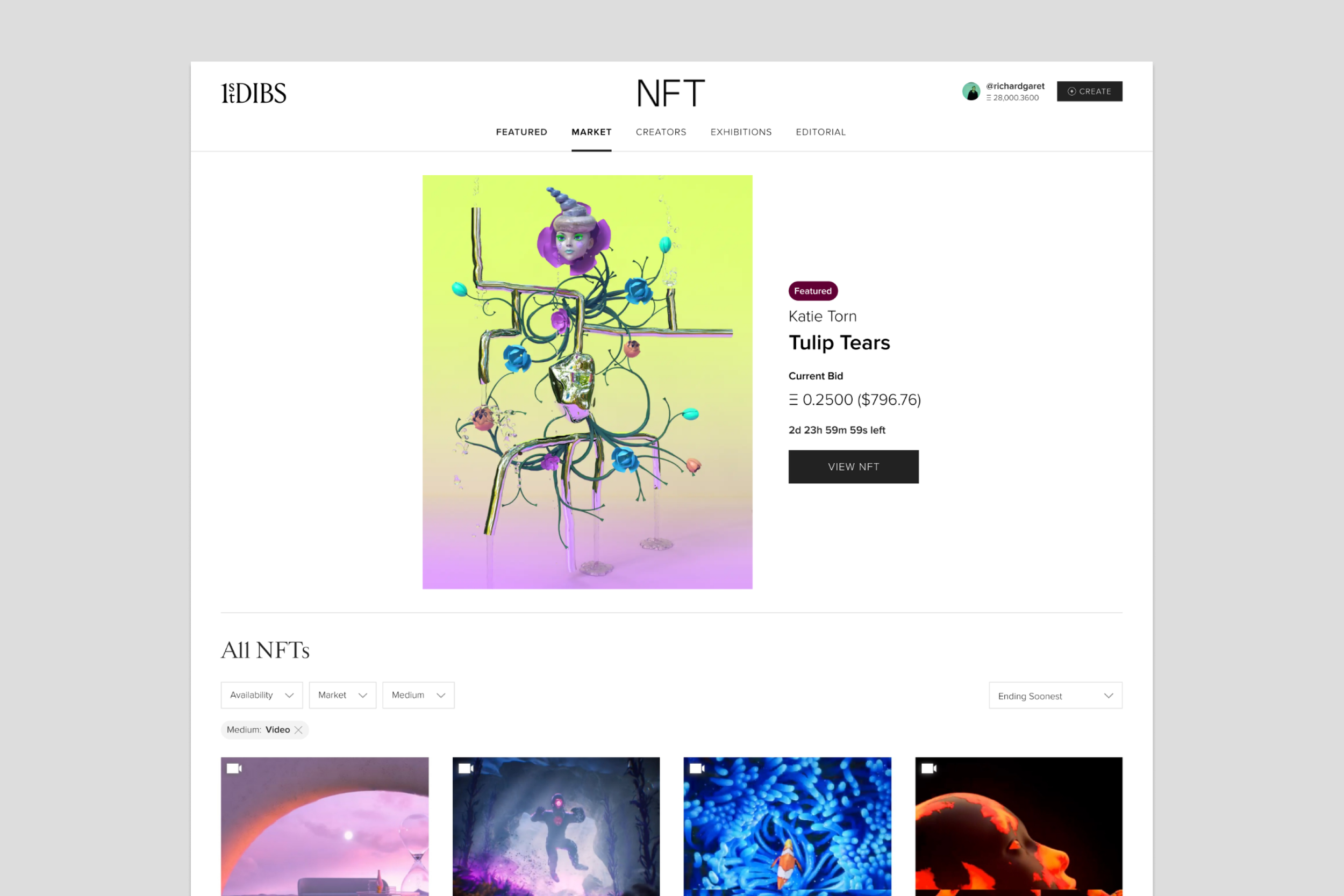 Marketplace page for browsing and search