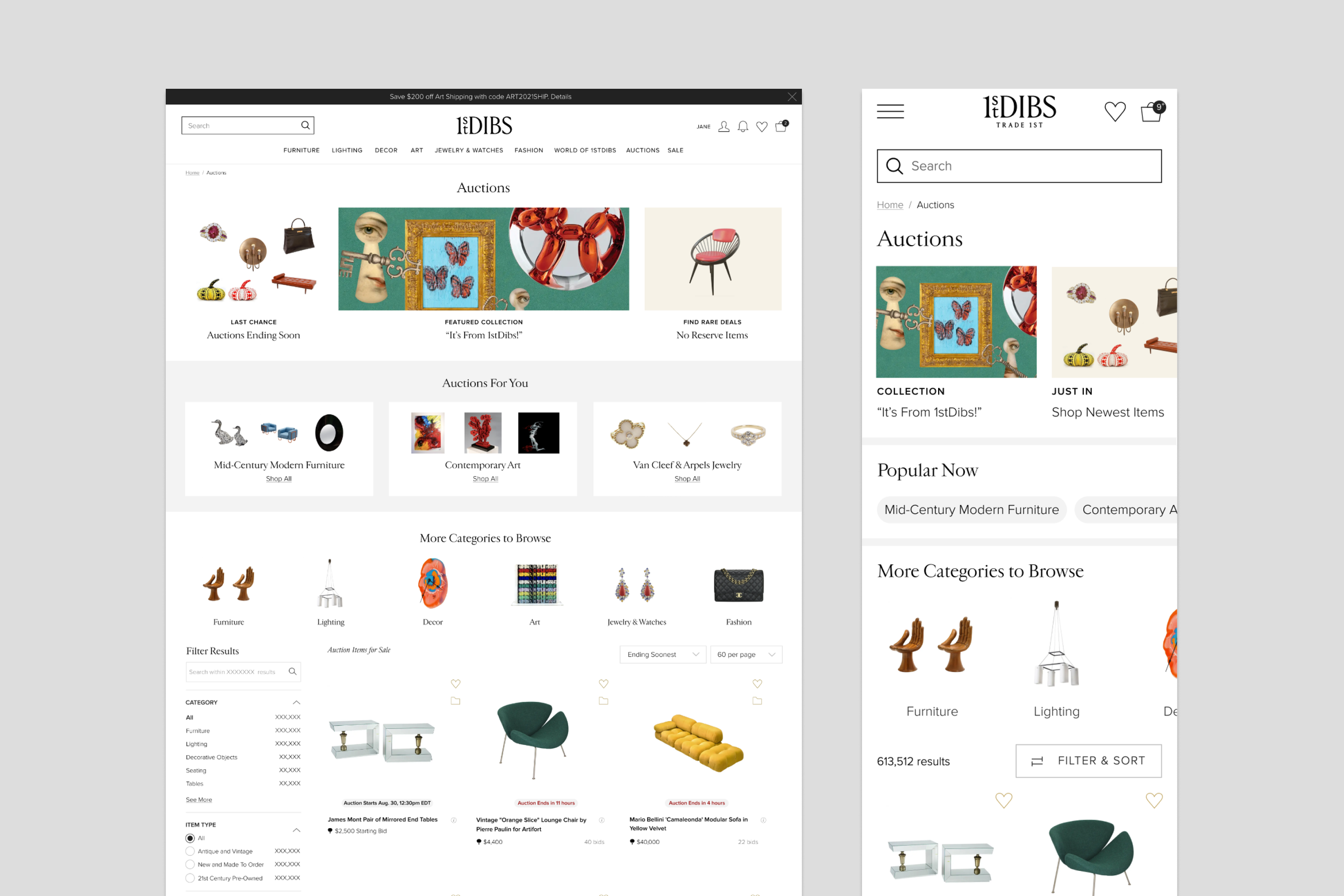 Category Landing pages for browsing and faceted search