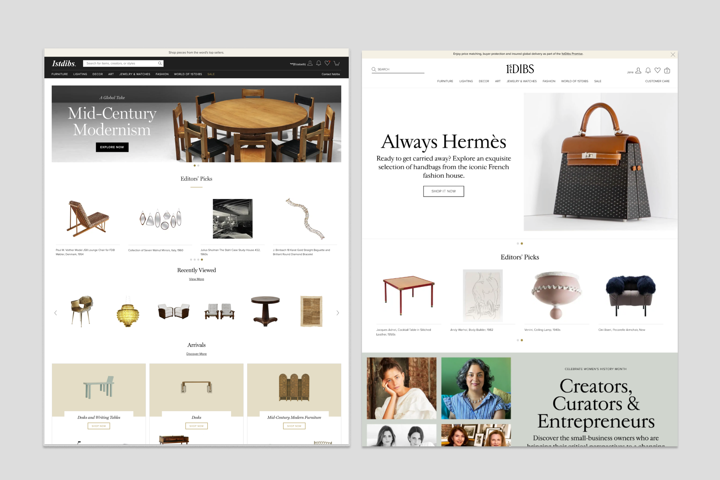Old and New Home Pages