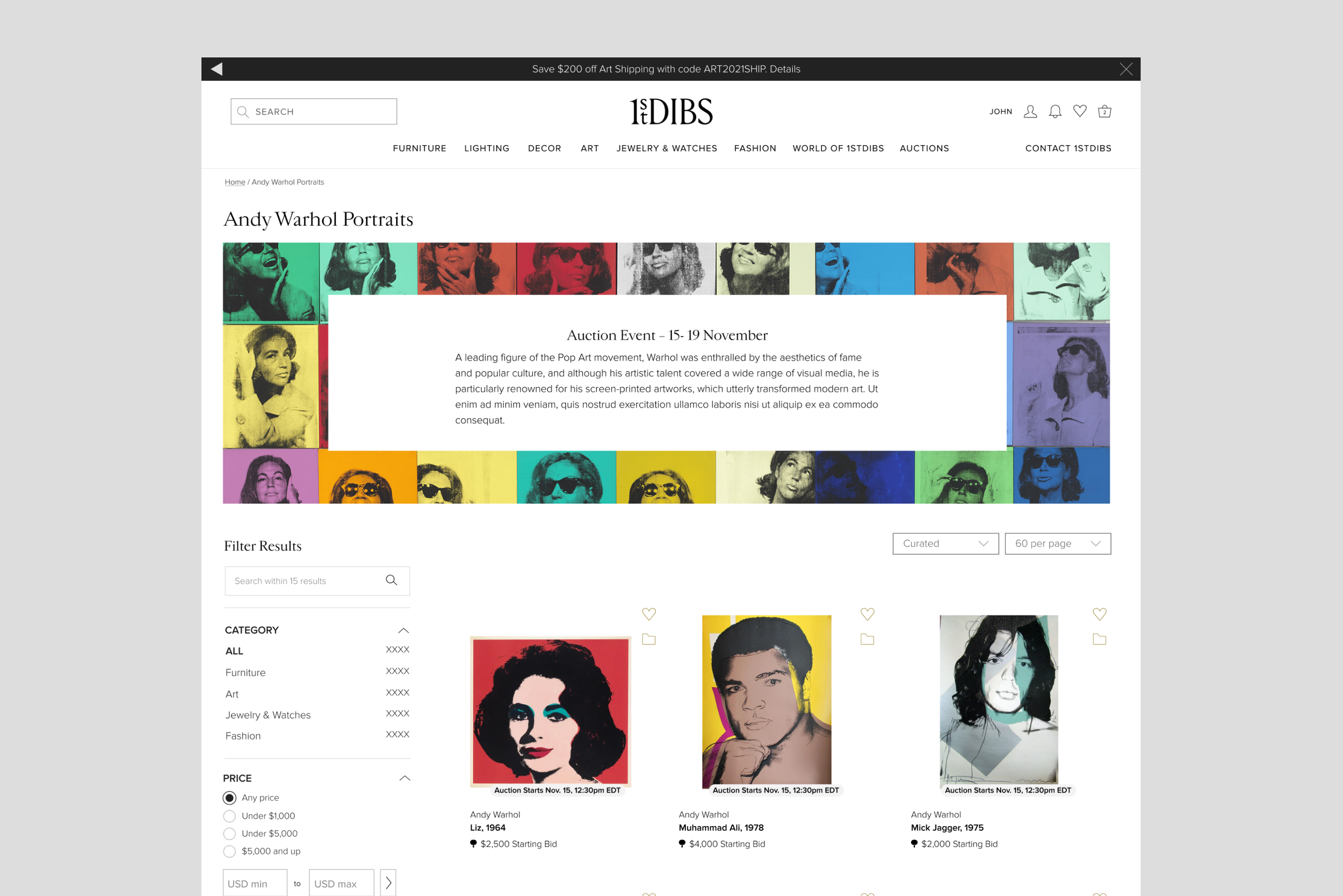 Collection and event pages for merchandising and marketing