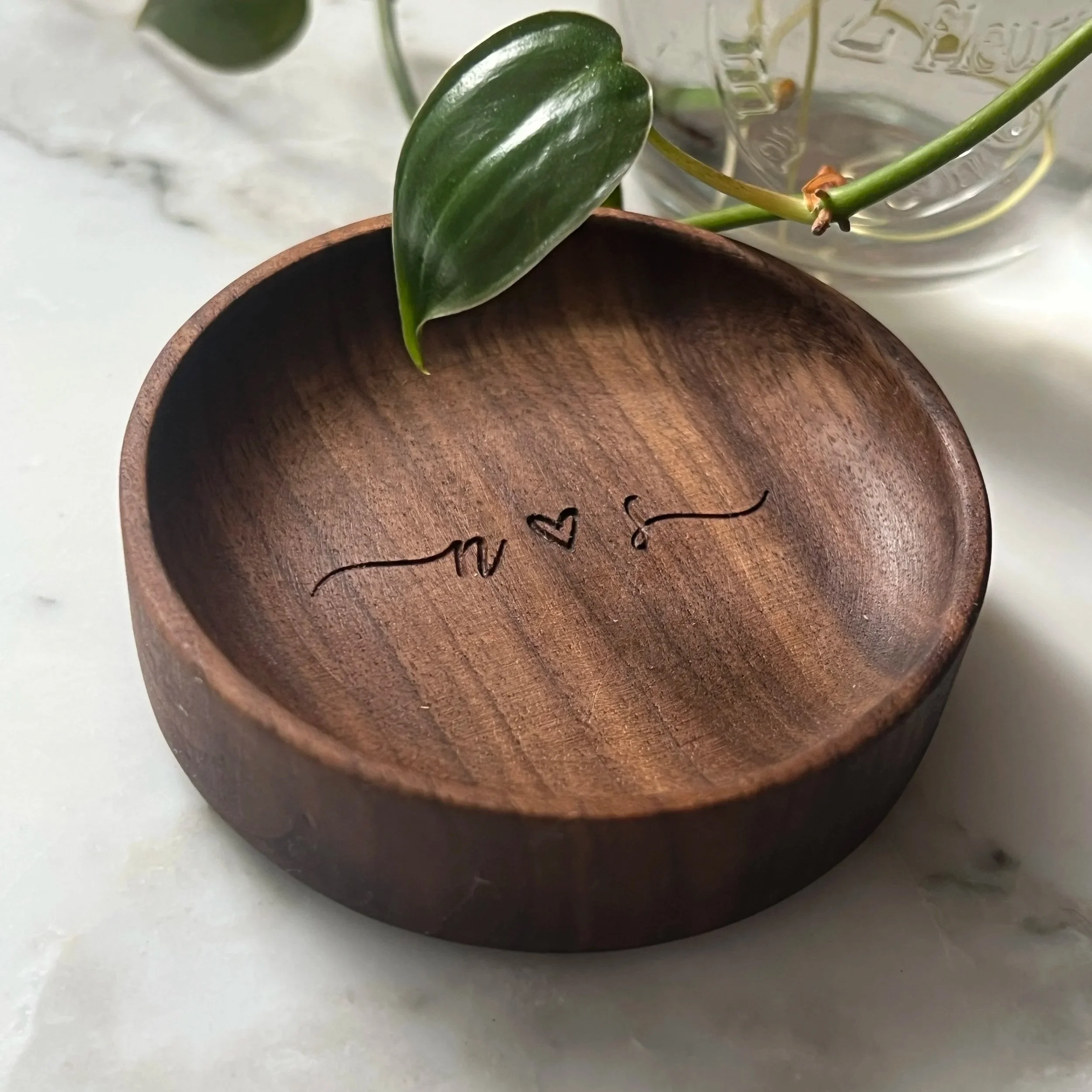 Custom Walnut Engagement Ring Dish Keepsake