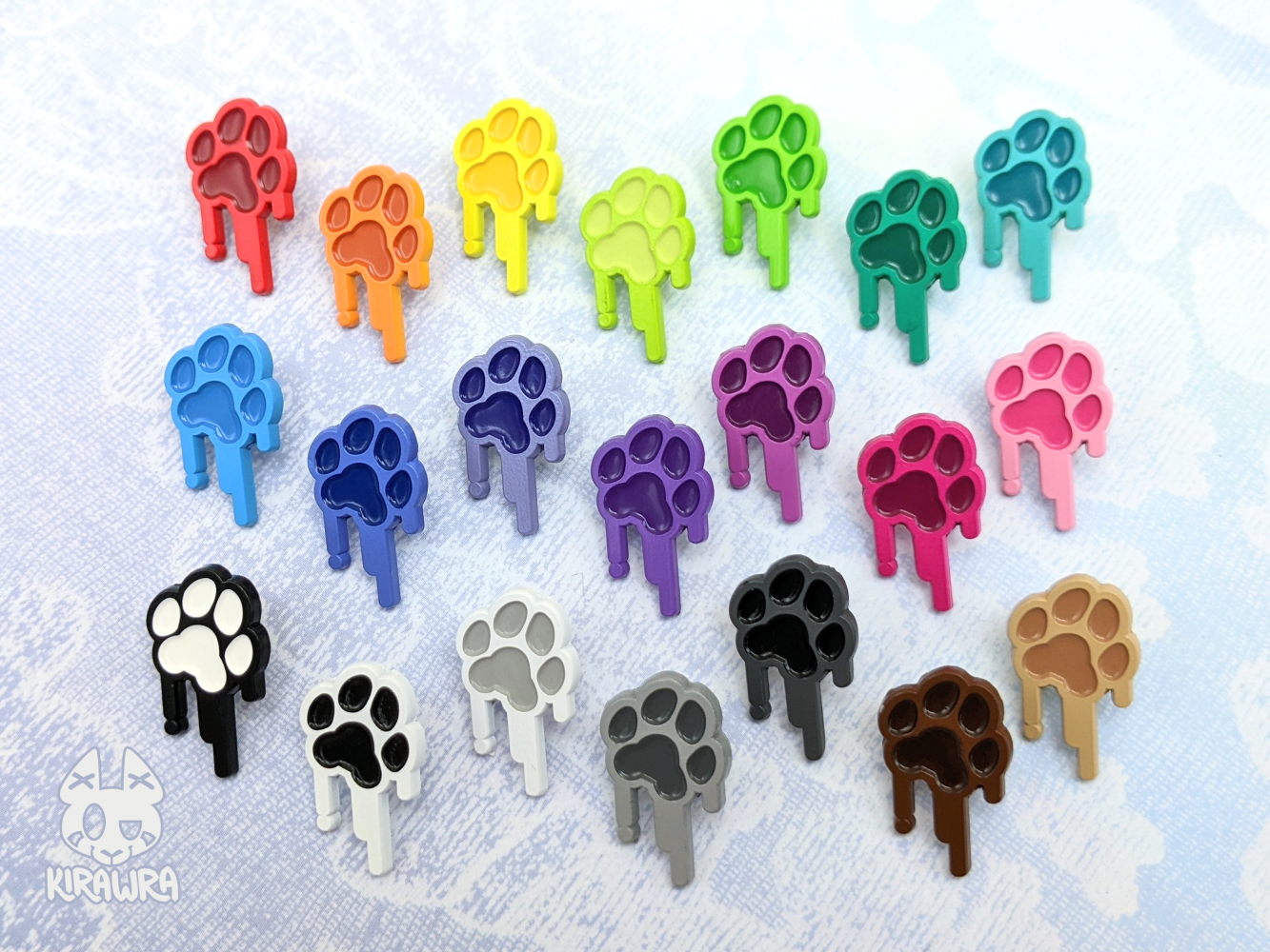 Rainbow Drippy Paw Pins