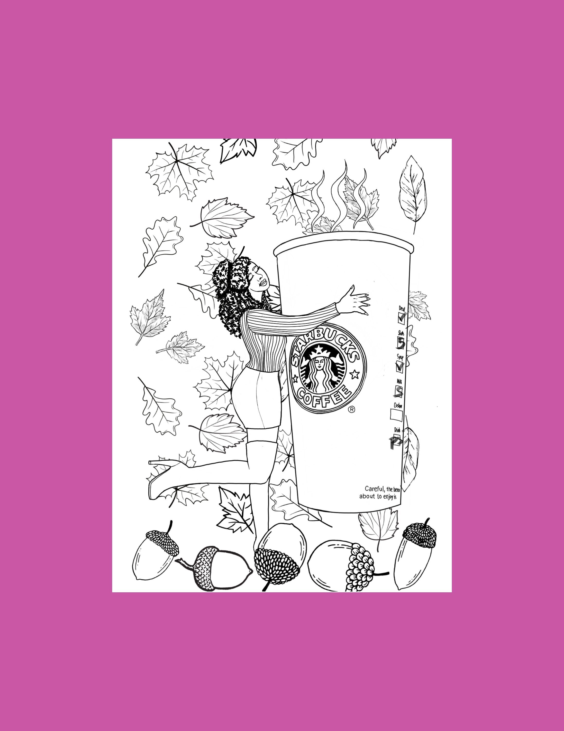 Pumpkin spice erotic coloring pages, Digital art print, line art, starbucks digital download, Sex Positive Bedroom decor, Adult coloring