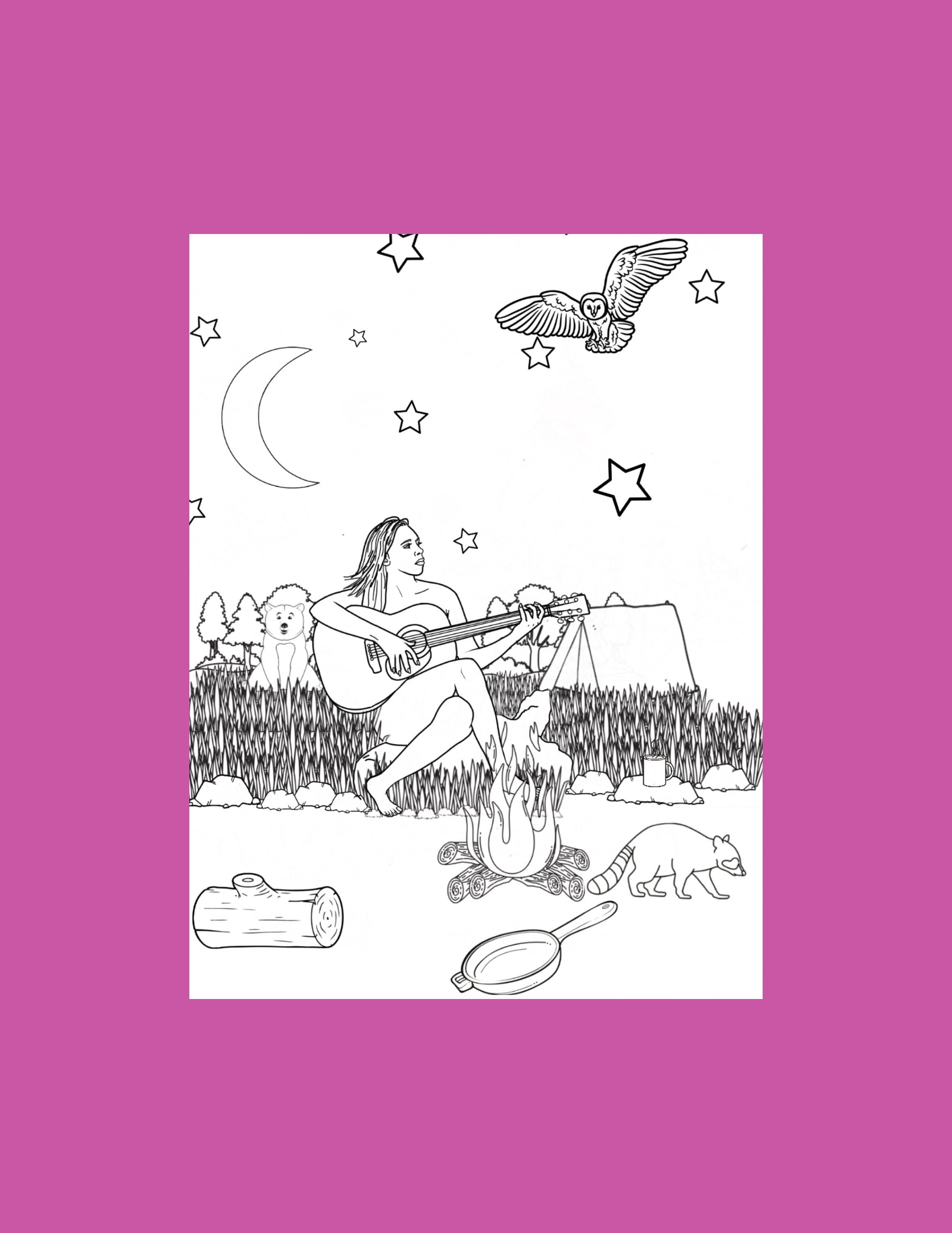 Nude camping erotic coloring pages, Digital art print, sexy line art, digital download, Sex Positive Bedroom decor, Adult coloring