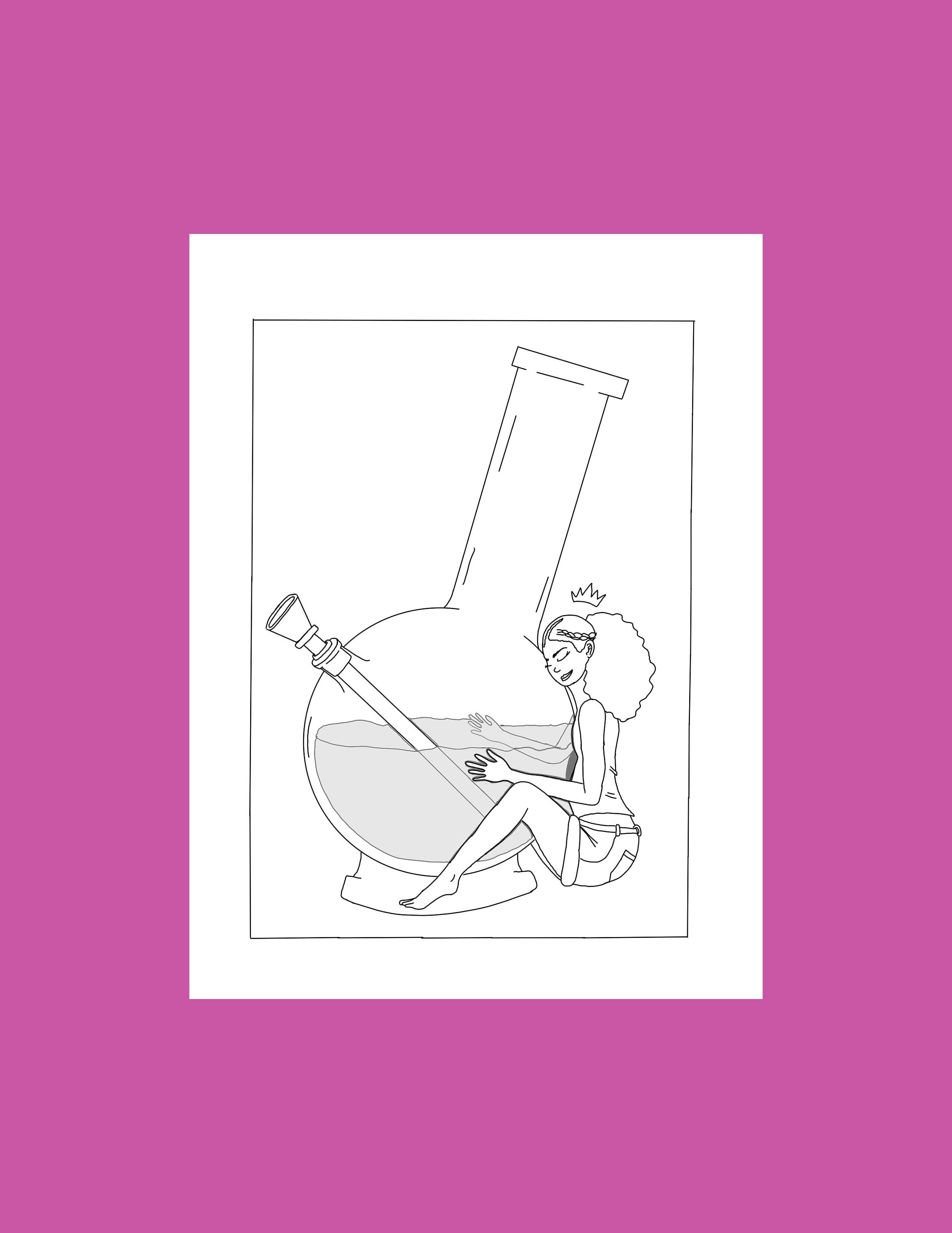 Bong erotic coloring pages, Digital art print, weed line art, 4/20 digital download, Sex Positive Bedroom decor, Adult coloring