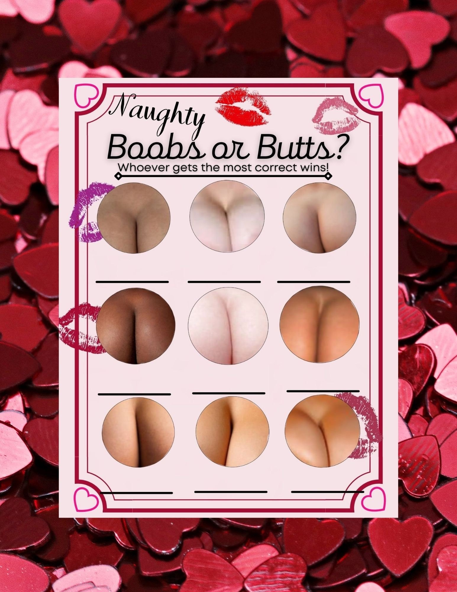 Boobs or Butts printable game, Bachelorette Party, Sex Positive ice breaker, Erotic Girls Night activity, Hen Party, Kinky digital download
