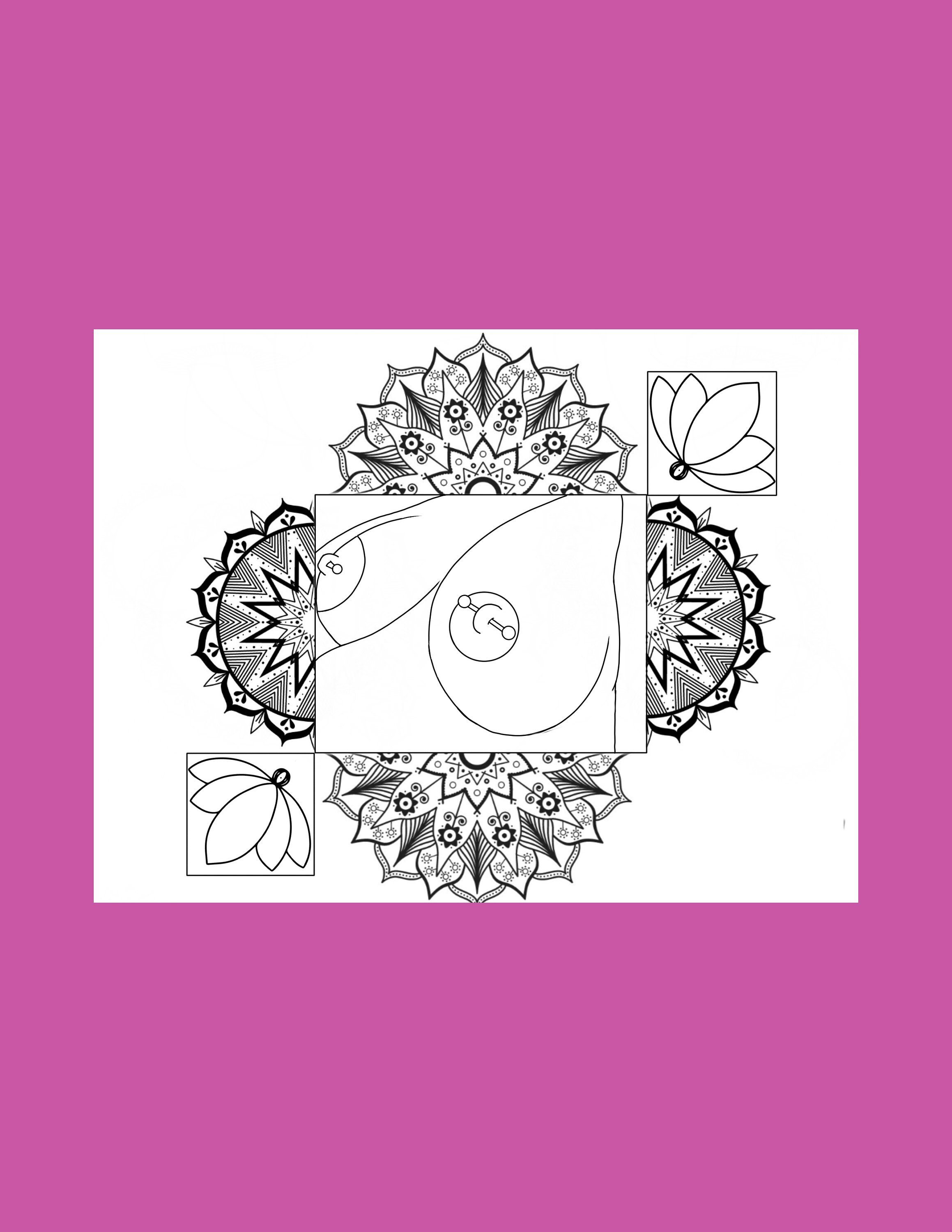 Boobs digital coloring page, Erotic art print, mandala line art, nipple digital download, Sex Positive Bedroom decor, Adult coloring