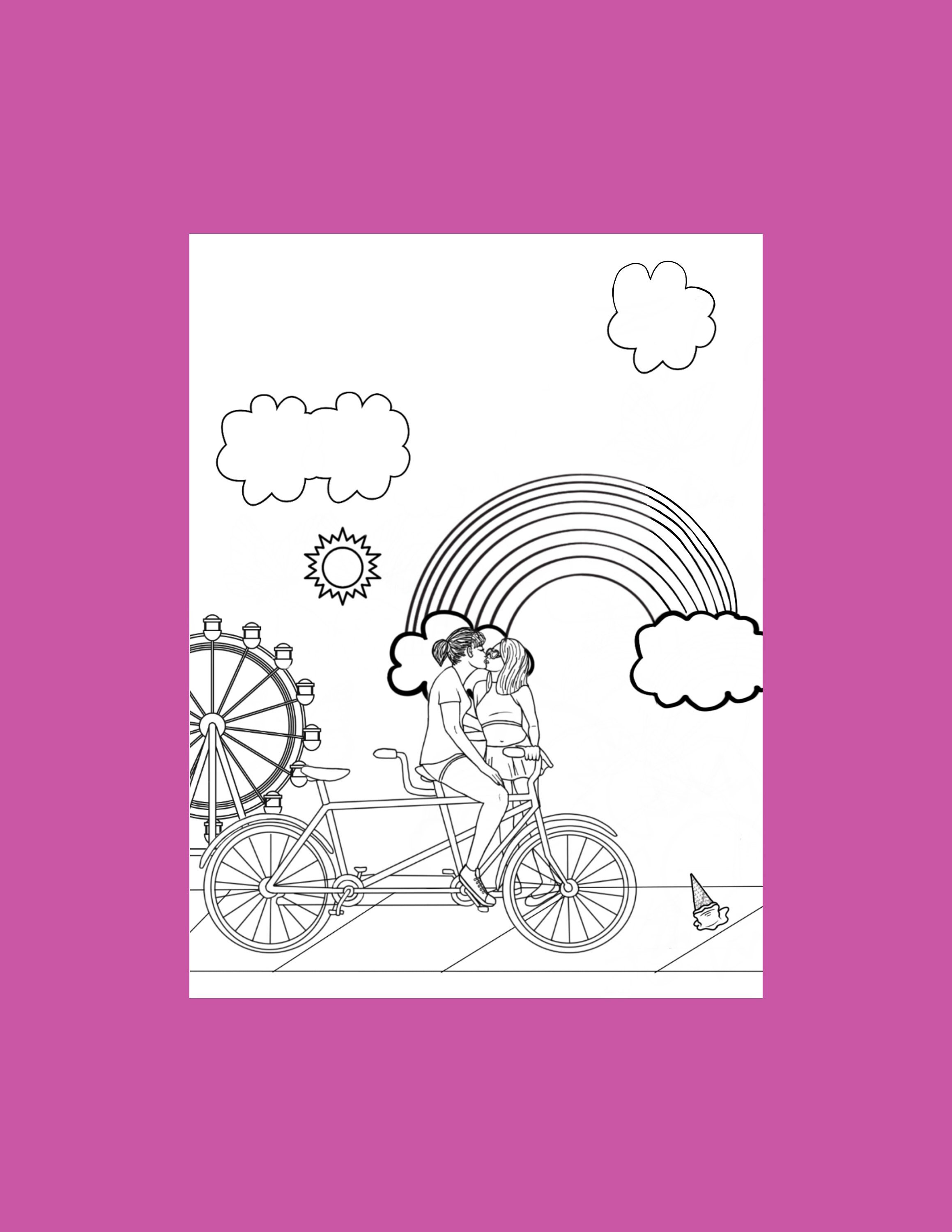 Pride erotic coloring pages, Digital art print, lesbian line art, LGBTQ digital download, Sex Positive Bedroom decor, Adult coloring