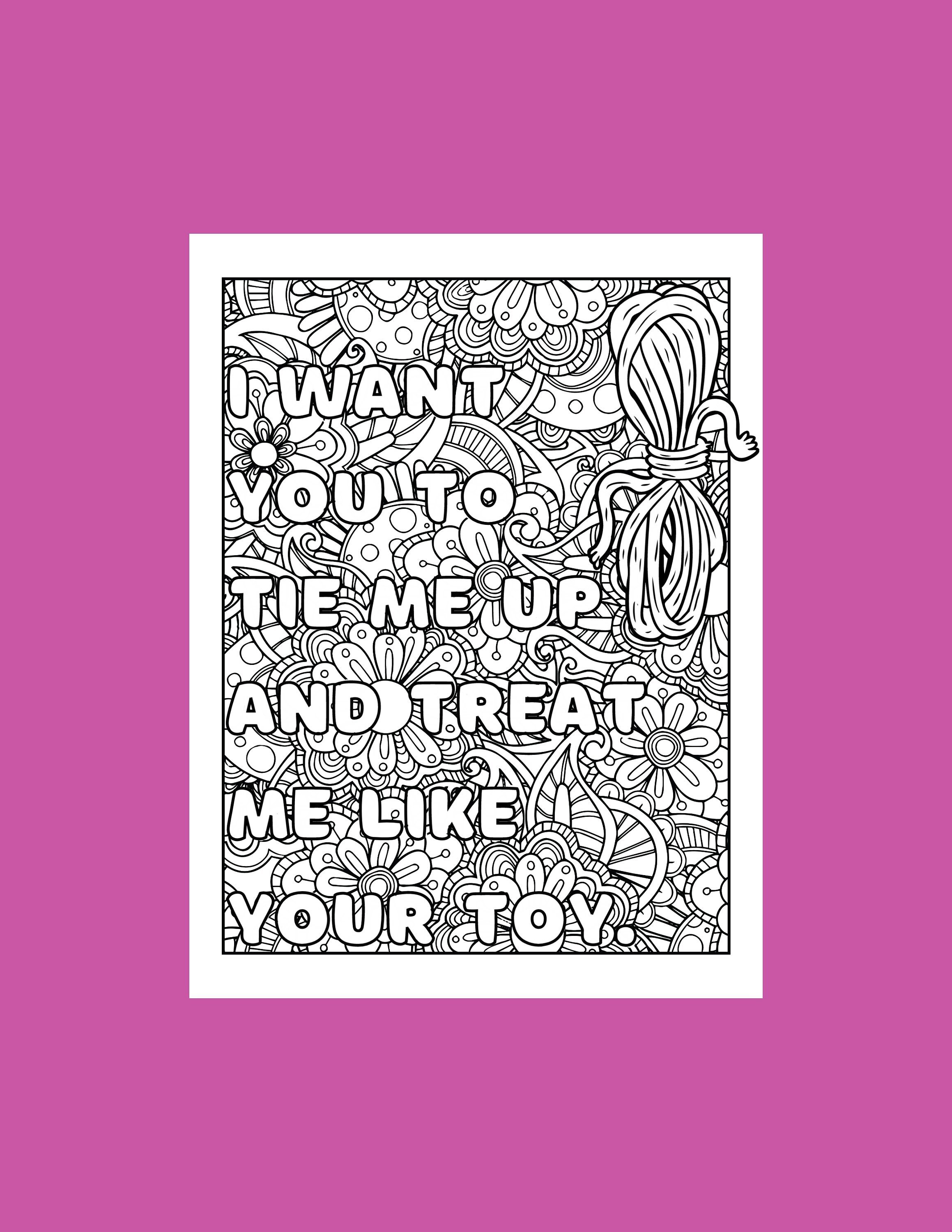 Sexy digital coloring page, Erotic art print, pattern line art, Quote digital download, Sex Positive Bedroom decor, Adult coloring