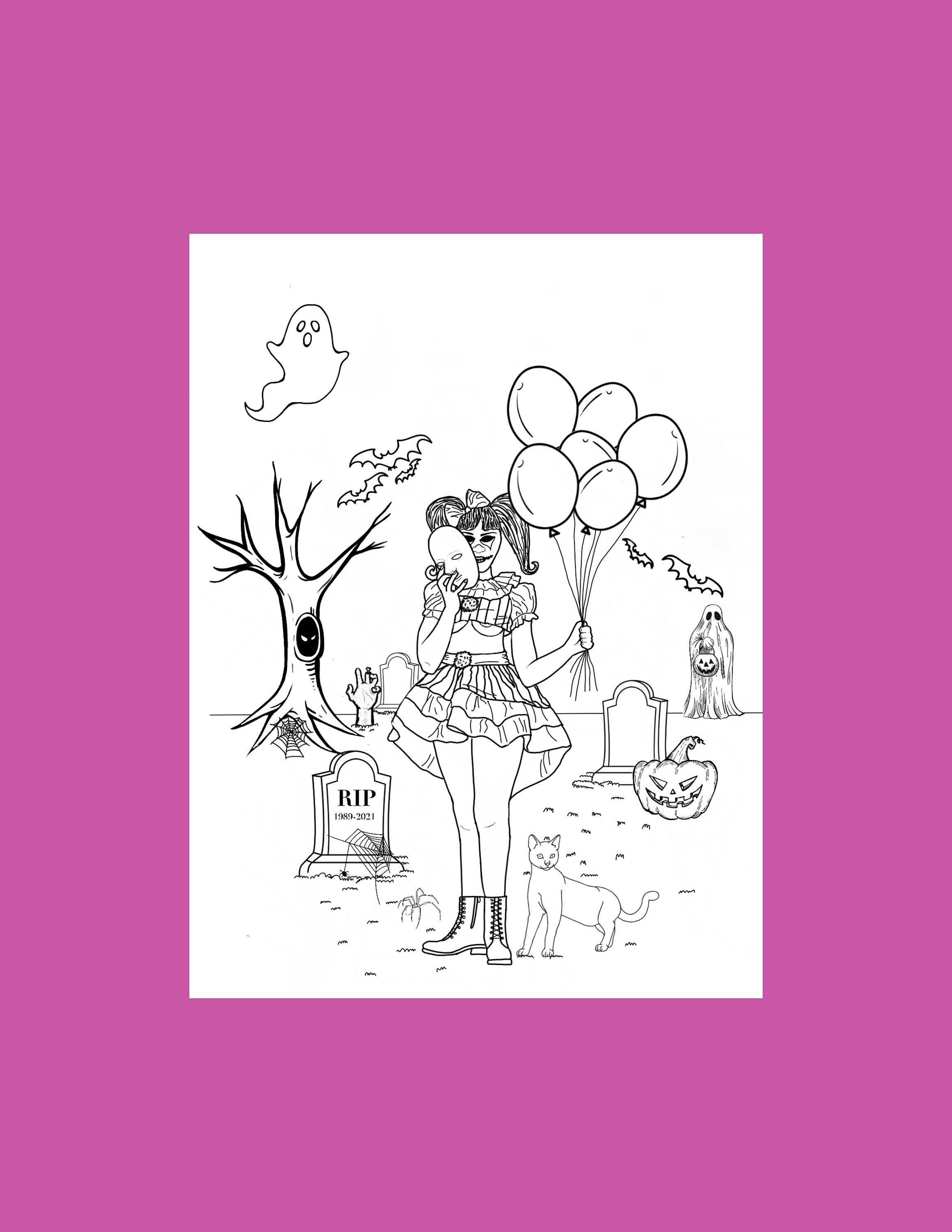 Halloween erotic coloring pages, Digital art print, Spooky line art, digital download, Sex Positive Bedroom decor, Adult coloring