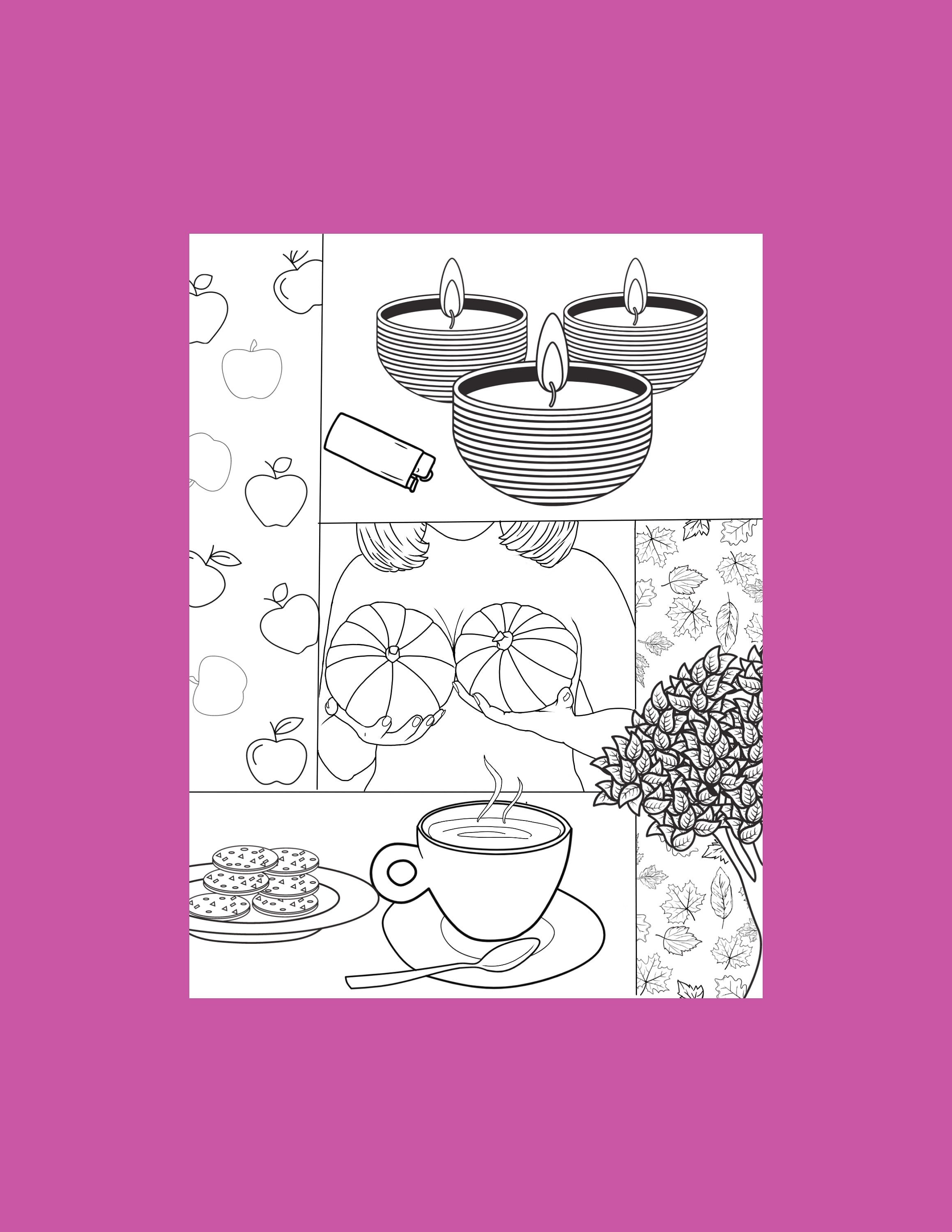 Autumn erotic coloring pages, Digital art print, Fall line art, Winter digital download, Sex Positive Bedroom decor, Adult coloring