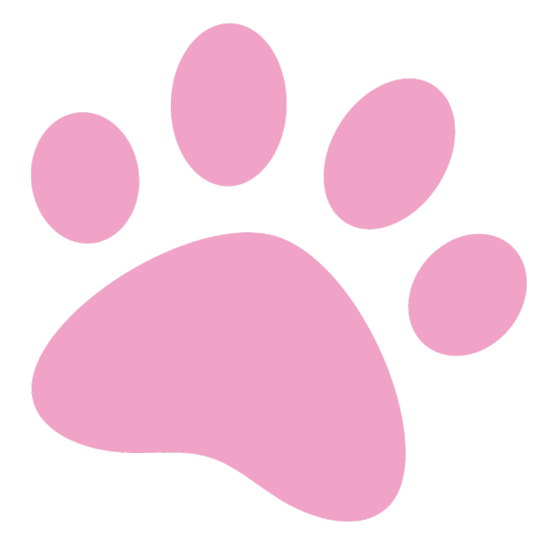 Pink puppy paw icon.