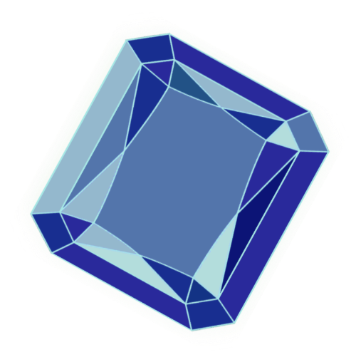 Deep blue emerald gemstone illustration.