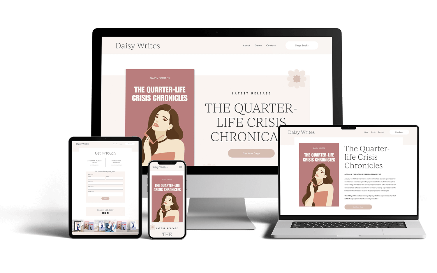 Elegant website design mockup on various devices.