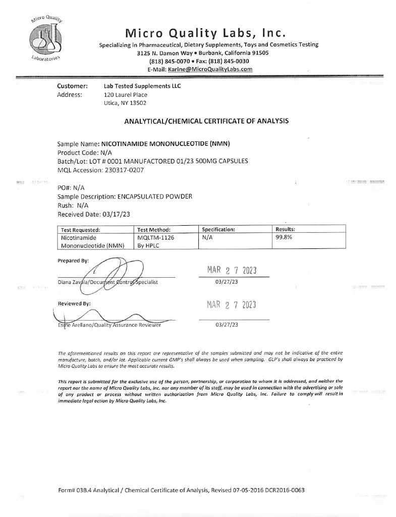 lab Certificates — LAB TESTED SUPPLEMENTS