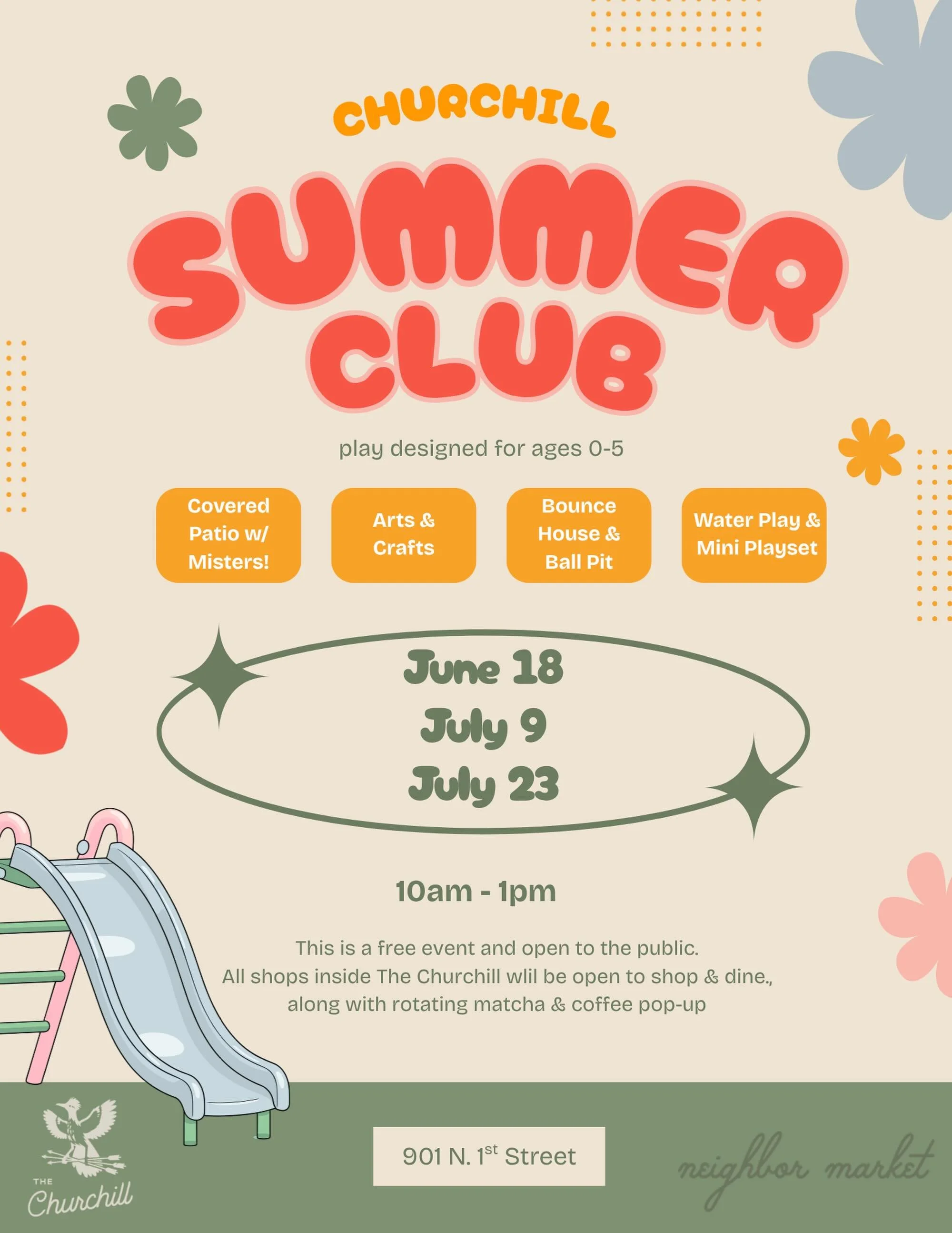 🛝🤸&zwj;♀️🌞⛱️🧩🎨 we&rsquo;re here to make your summers a lil betta with some free play dates in a covered space with misters, food, shops, and drinkies for parents!! they&rsquo;ll be a mix of soft play, bounce house, arts &amp; crafts, and mini pl