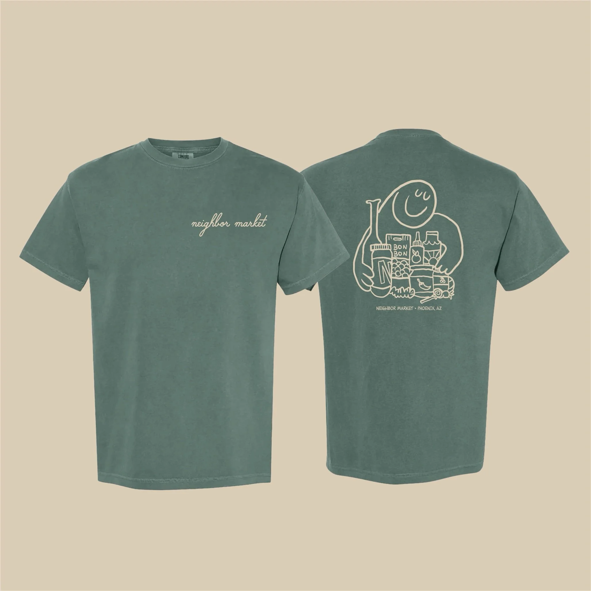 emotional support snax tees🙂&zwj;&harr;️ comfort colors, two of my fav colorways &mdash; green and cream. $32 pre-order pricing through 9/30. 🔗 bio