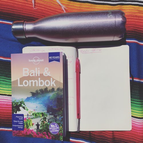 Bali Lonely Planet, Water bottle, trip planning