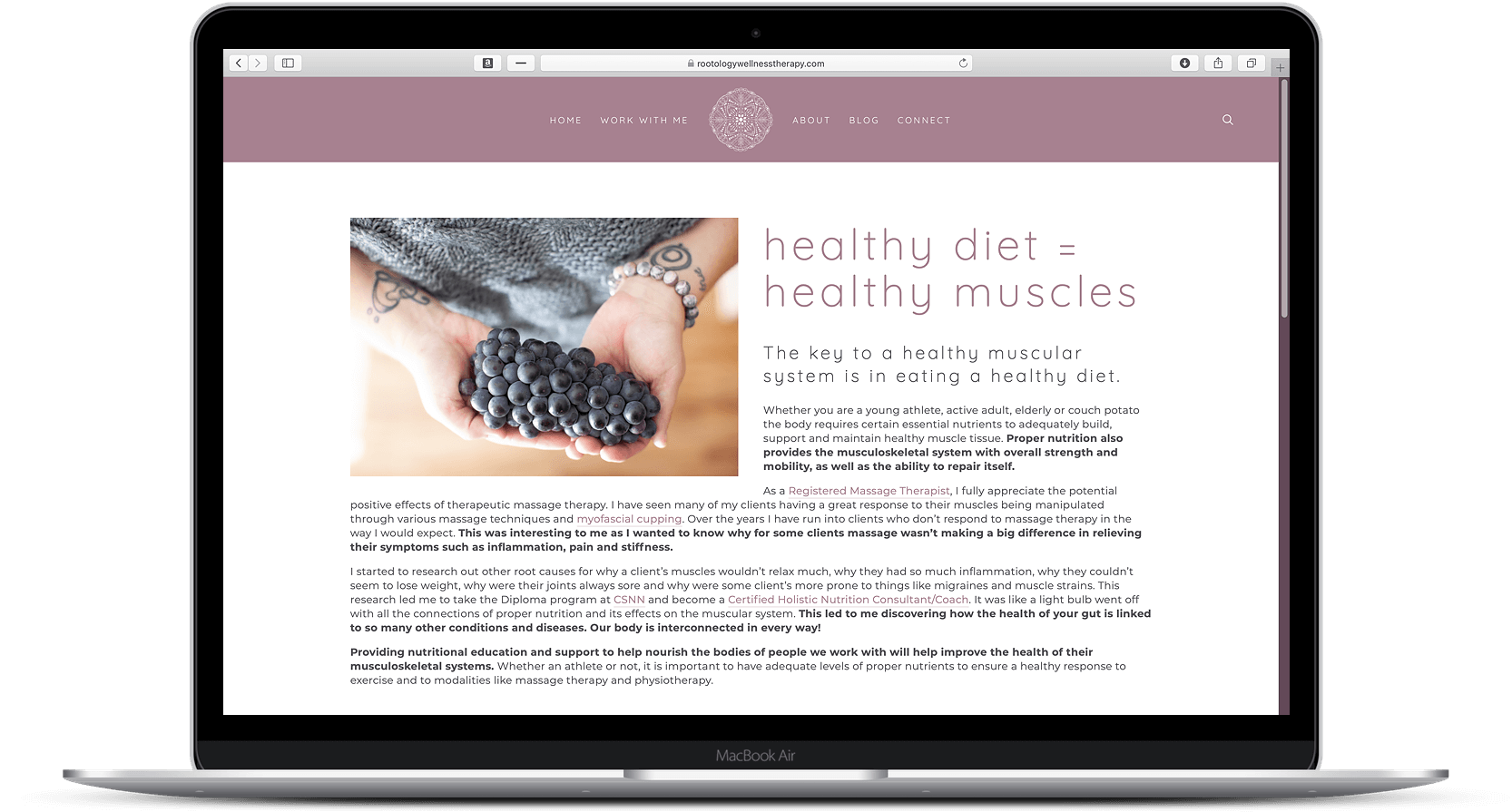 Rootology Wellness Therapy - MacBook mockup