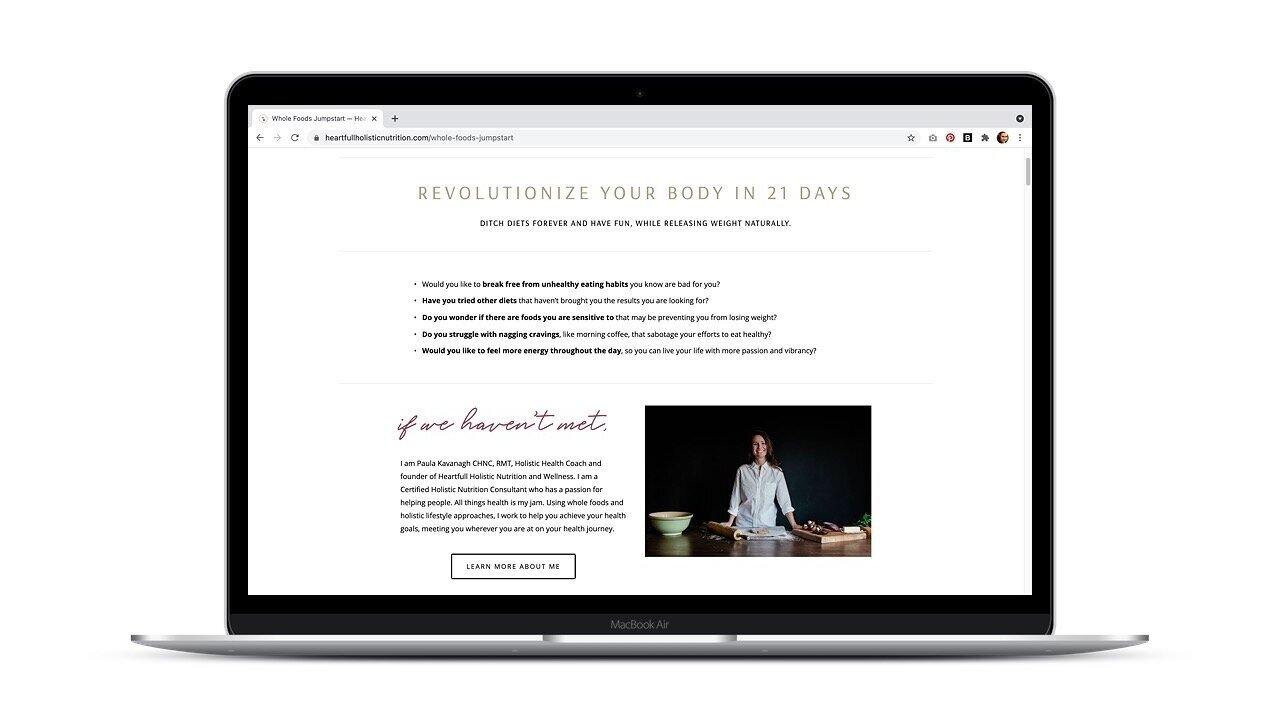 Heartfull Holistic Nutrition and Wellness - MacBook mockup