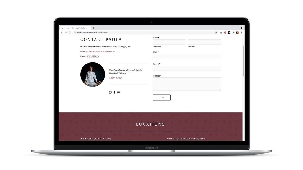 Heartfull Holistic Nutrition and Wellness - Contact - MacBook mockup