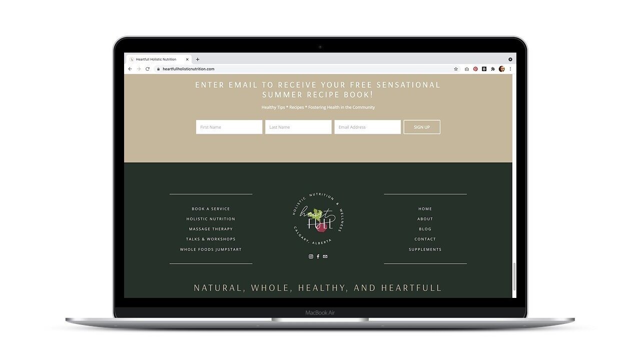 Heartfull Holistic Nutrition and Wellness - Footer - MacBook mockup