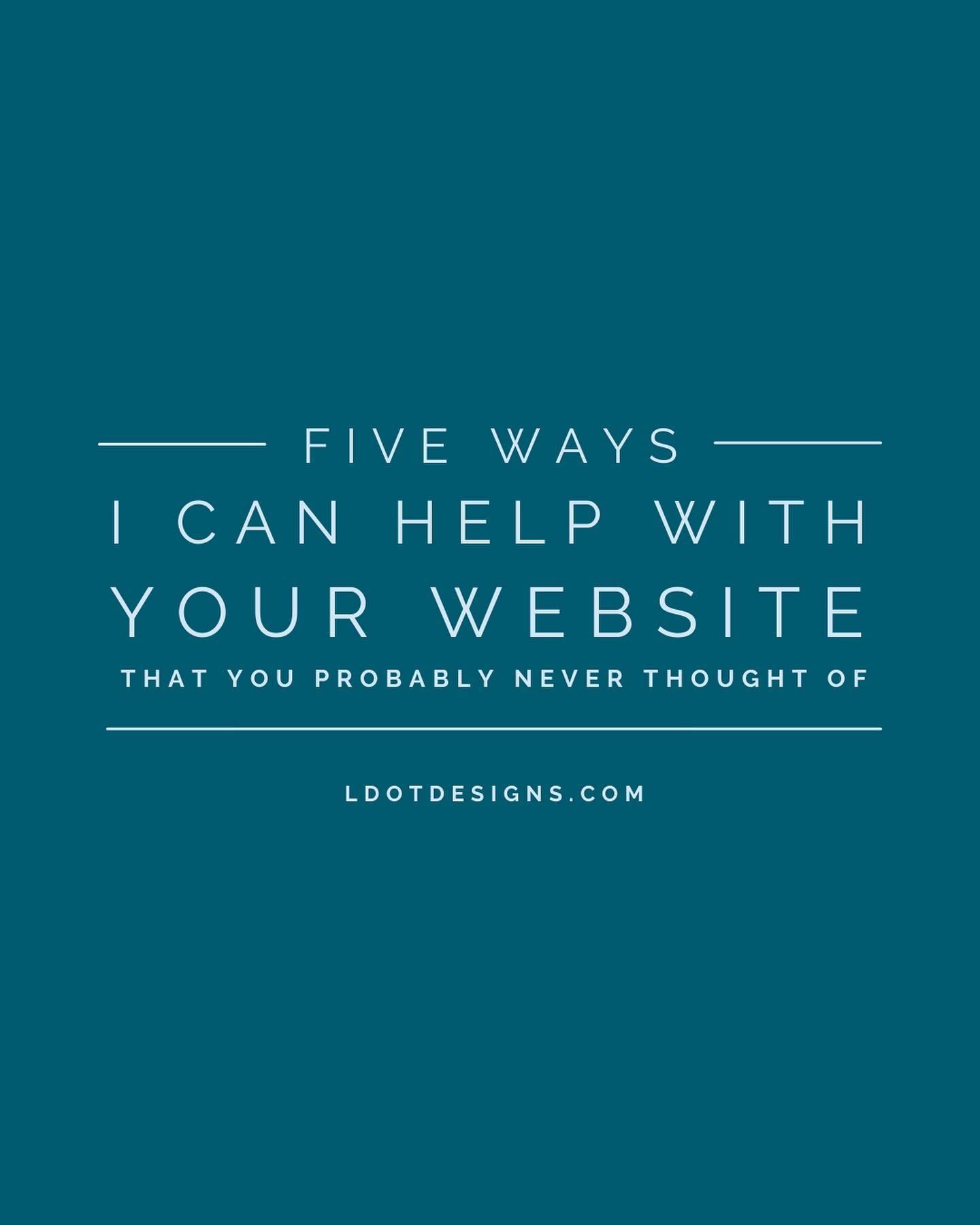 5 Ways I Can Help You with Your Website 👩&zwj;💻(that you probably never thought of)

1. Lessons : let me teach you whatever you&rsquo;re dying to know about your website
2. Feedback with Actionable Steps : Get my thoughts on your current website an