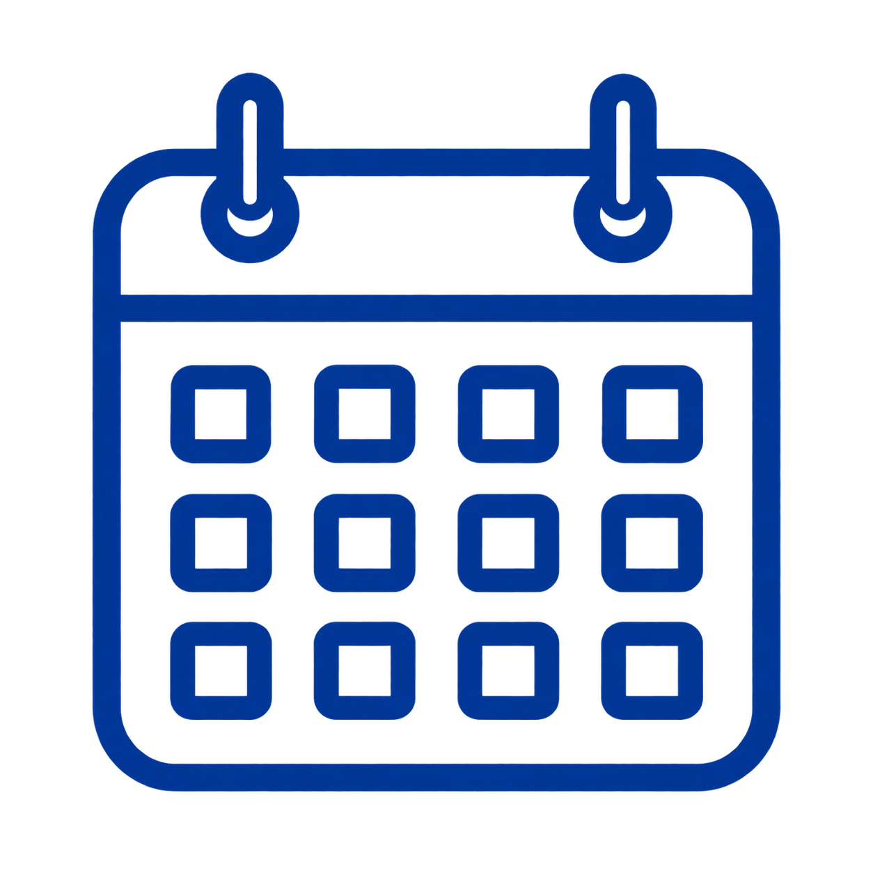 Outline of a calendar with a paperclip at the top.