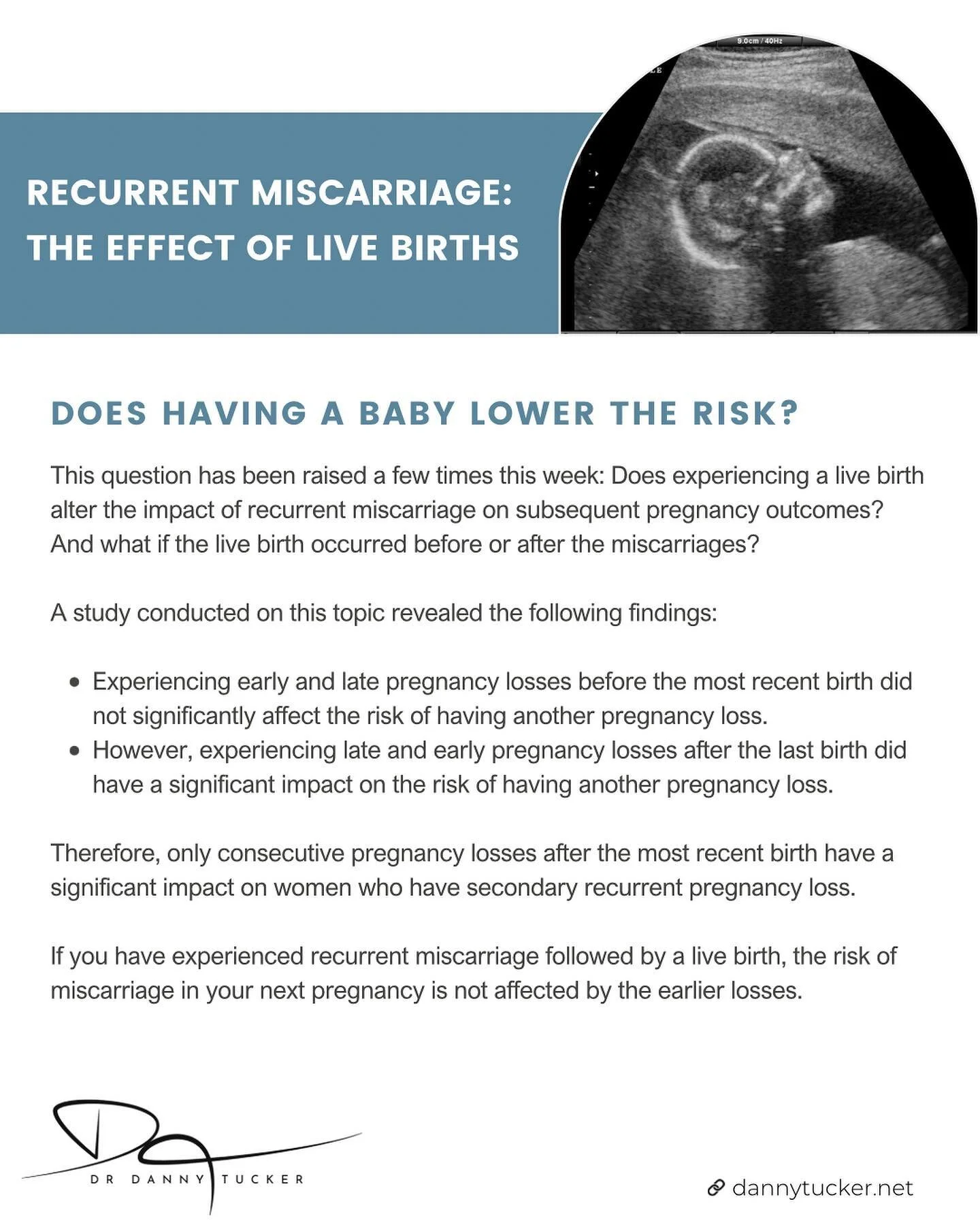 This question has been raised a few times this week: Does experiencing a live birth alter the impact of recurrent miscarriage on subsequent pregnancy outcomes? And what if the live birth occurred before or after the miscarriages?

A study conducted o