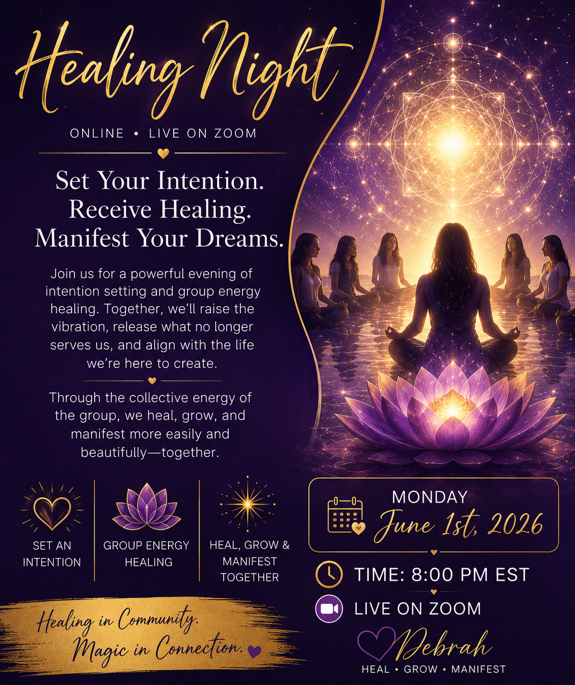 HEALING NIGHT JUNE 1, 2026 8:00pm EST
