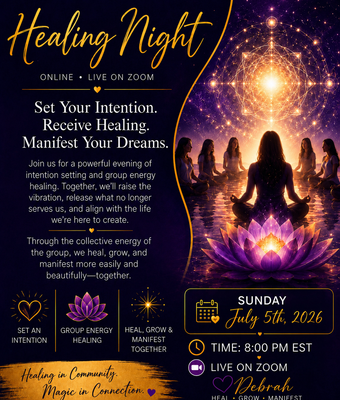 HEALING NIGHT JULY 5th, 2026 8:00pm EST