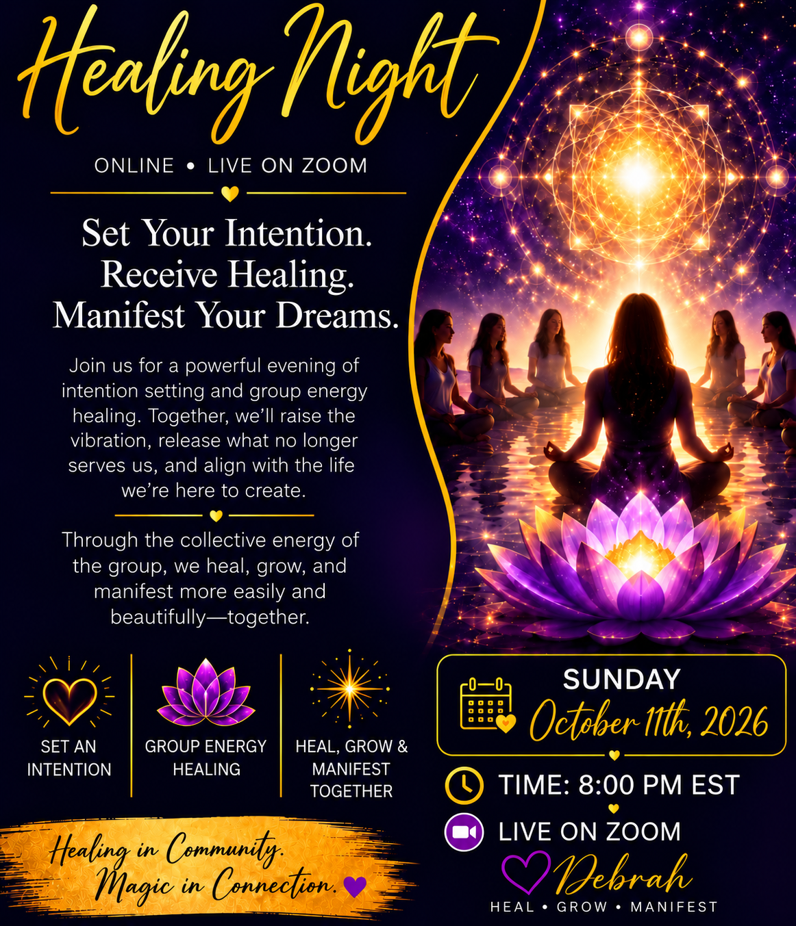 HEALING NIGHT October 11th, 2026 8:00pm EST
