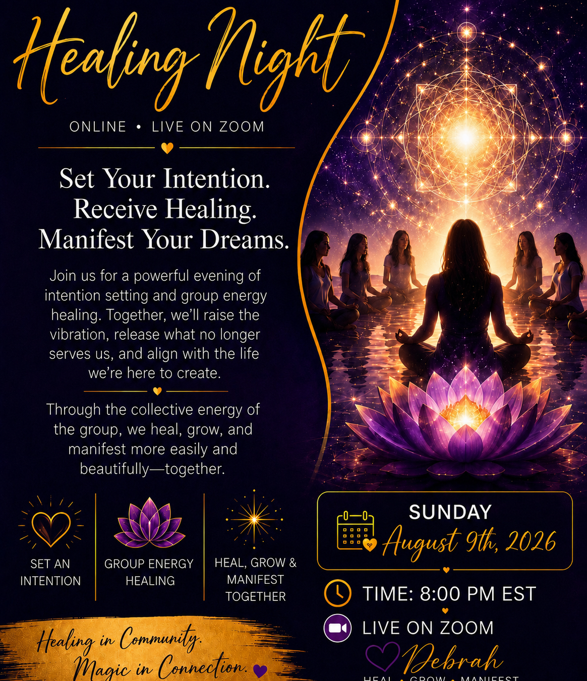 HEALING NIGHT AUGUST 9th, 2026 8:00pm EST