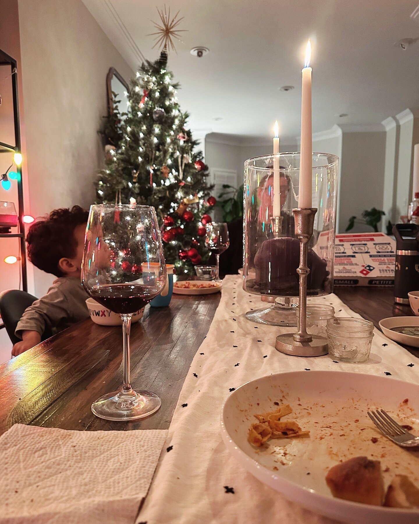 Cozy solstice dinner with my cozy boys 🕯️