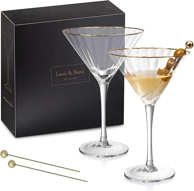 Gold Rim Martini Glasses