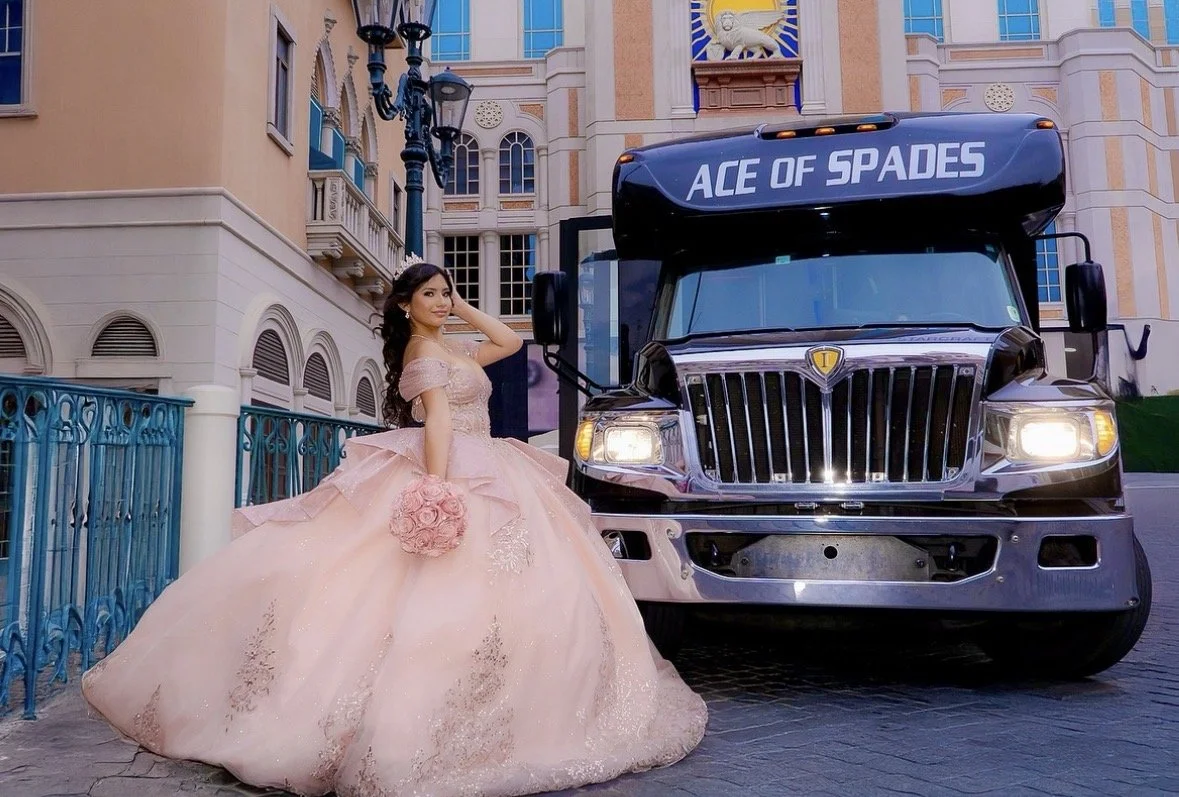 Quicneanera party bus transportation by Unlck Las Vegas is the best way to celebrate her!