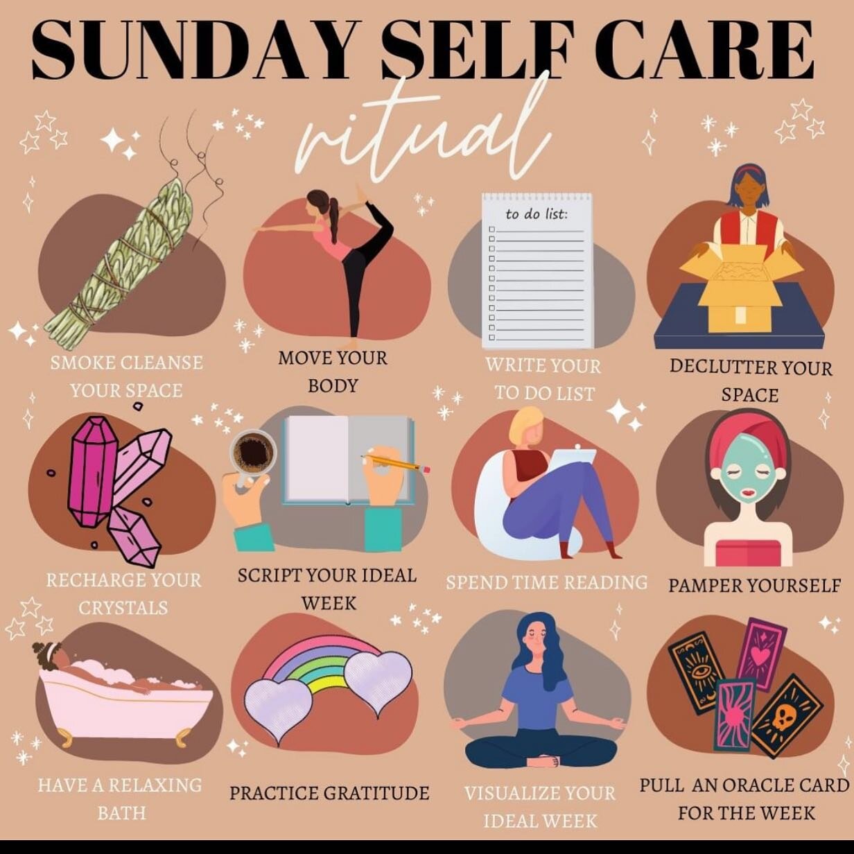 Happy Self-Care Sunday loves ❕🤍
How do you reset for the week ahead?
🧘🏽&zwj;♀️🕯🧖🏽&zwj;♀️🛁🫧📚🎨💅🏽🧹🧺