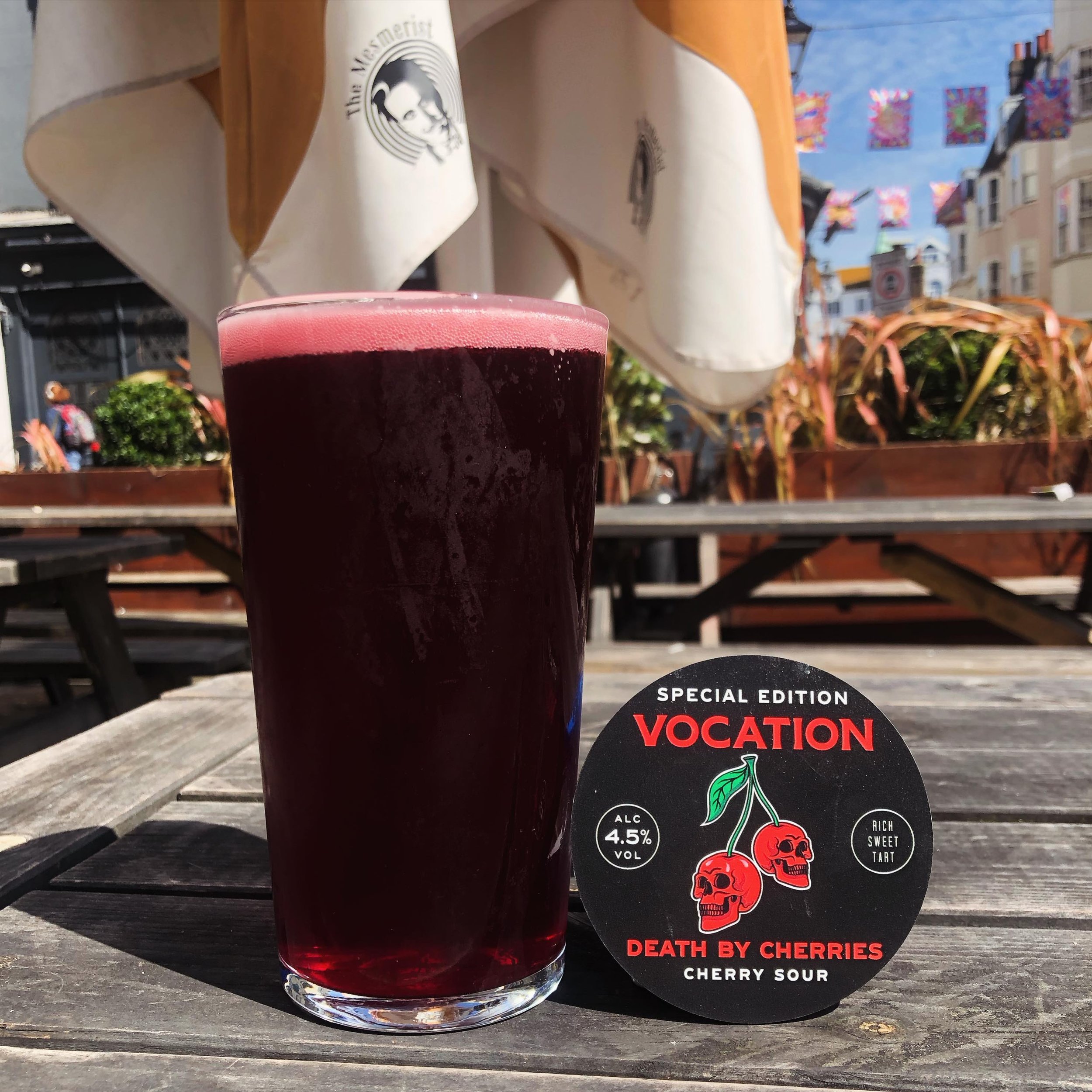 ‼️NEW GUEST BEER IN‼️ stoked to have @vocationbrewery Death by Cherries pouring at the Mesmerist. 4.5% and suitable for vegans, this intense mix of sweet and sour cherries hits the spot perfectly on these sunny days!