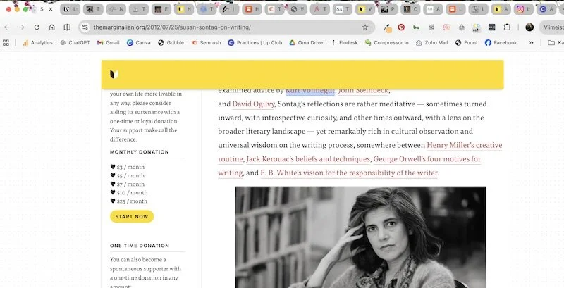 Selaimessa monta välilehteä auki.