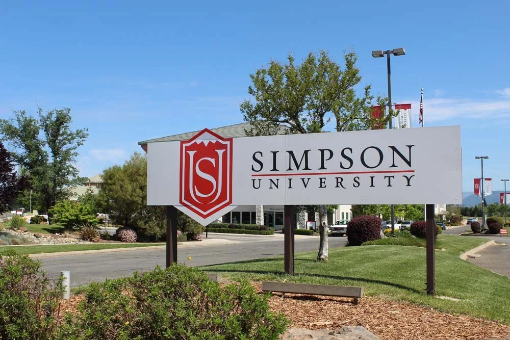 Simpson University campus sign