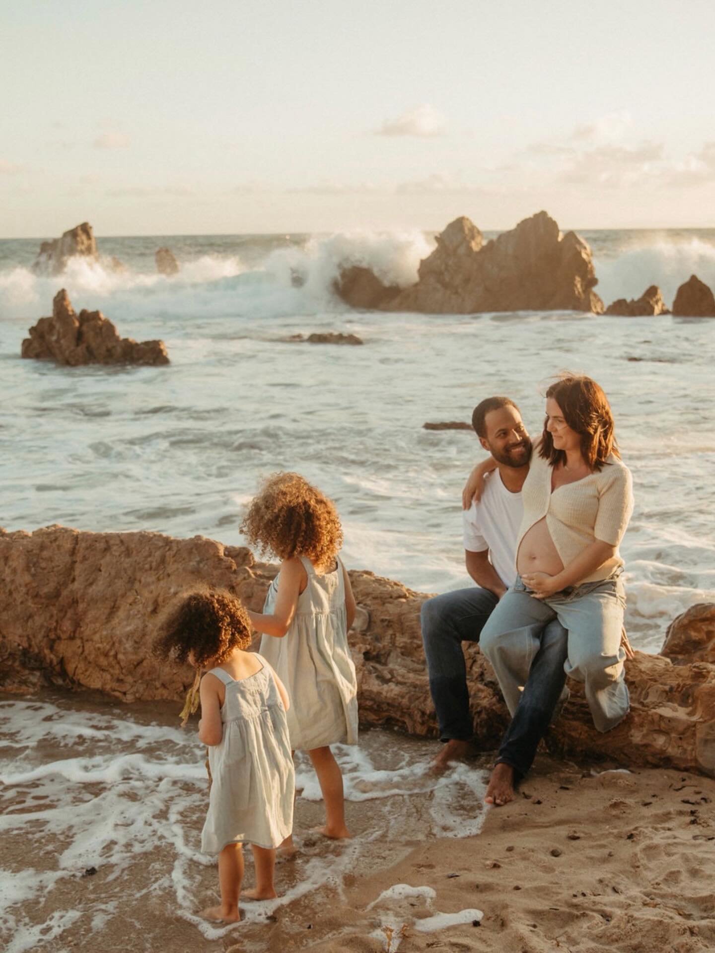 This Newport Beach maternity session felt extra special. I&rsquo;ve photographed this sweet family for years (and even went to high school with these sweet parents), so getting to trade our usual rainy Seattle sessions for a golden California beach e
