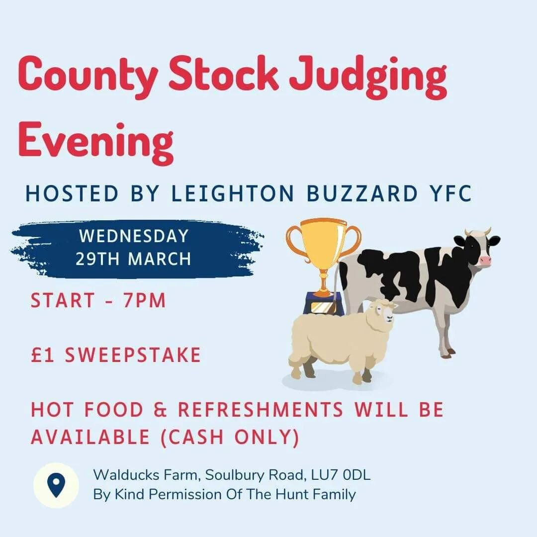 This Wednesday there will be a county stock judging evening in preparation for Parry Cup &amp; Rally later in the year ! 
All ages welcome! Hot Food &amp; Refreshments available on the night (Cash is preferred) 
Starting at 7pm @ Walducks Farm, Stewk