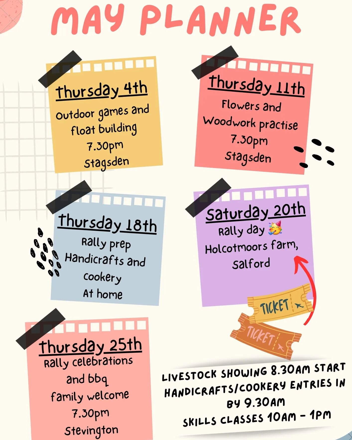 Here's what's coming up in May! 
It's only 11 days till Rally too! 🥳