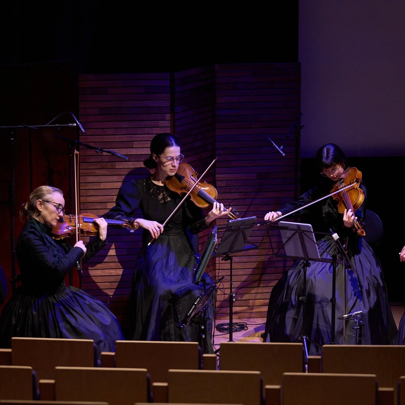 Courtesy of the State Library of NSW, image Jay Patel. Left to right - Violin: Skye McIntosh, Violin: Ella Bennetts, Viola: Katie Yap