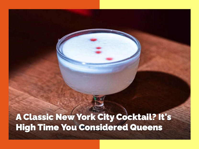 Photograph of the Pisco Sour at Upstairs Cocktail Bar in Jackson Heights, Queens.