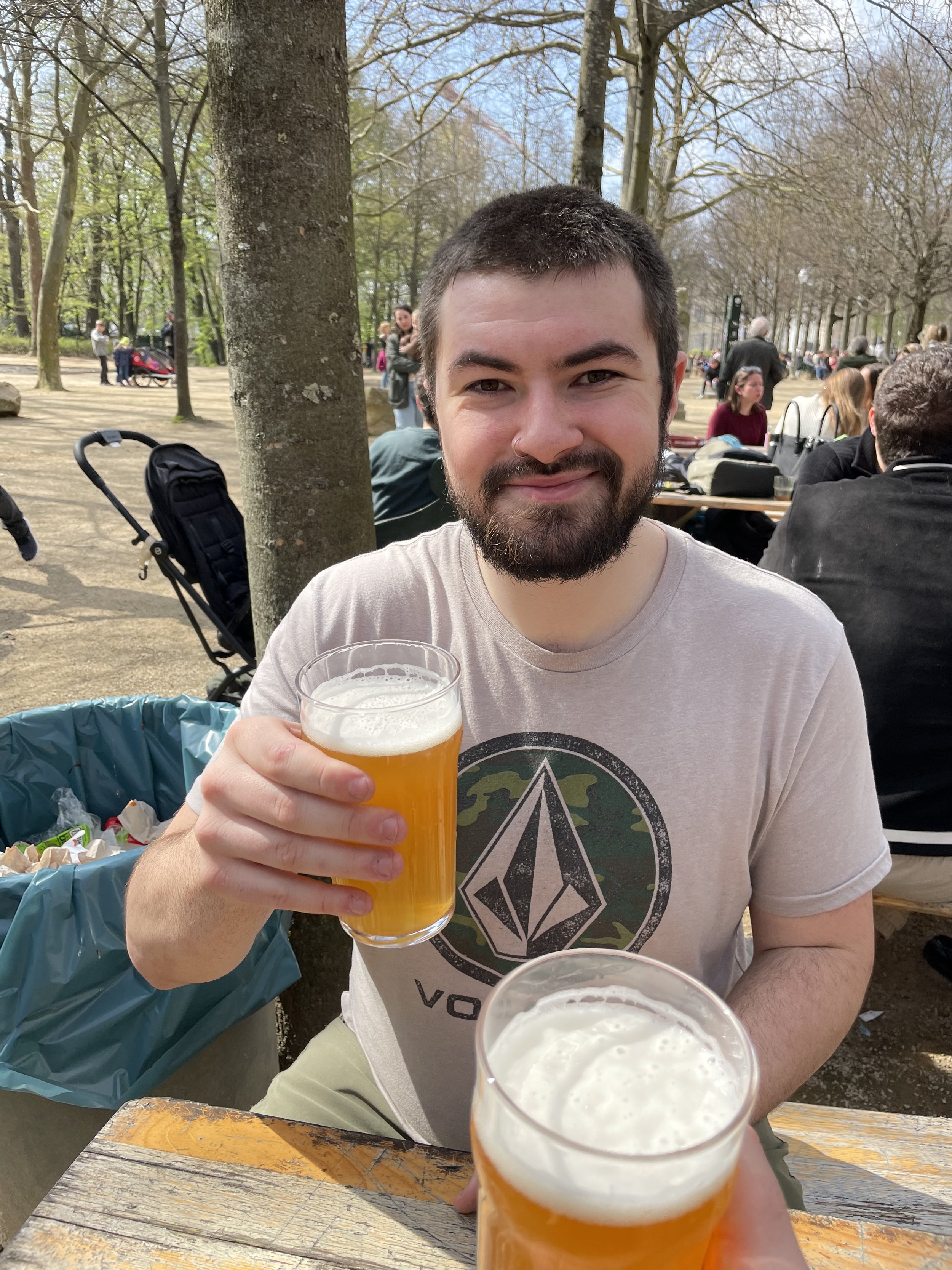  First beer at the Brussels Park beer garden 