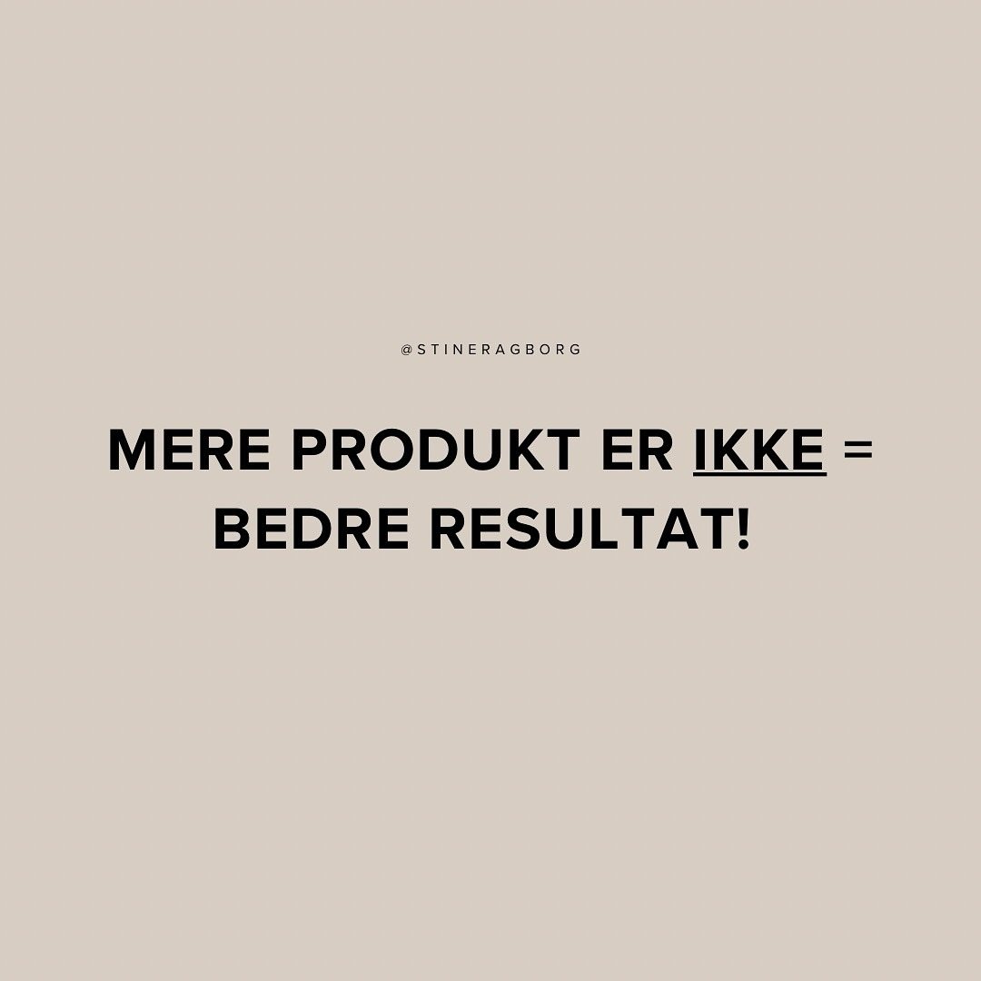 ✨ LESS IS MORE 💧

Vidste du, at for meget serum og creme, end den anbefalede m&aelig;ngde, faktisk kan give bagslag? 🫣

Huden skal ikke at druknes i store m&aelig;ngder hudpleje - mere produkt giver hverken hurtigere, eller bedre resultat! ✋🏼
&nbs