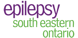Text displaying "epilepsy south eastern ontario" in purple and green letters.