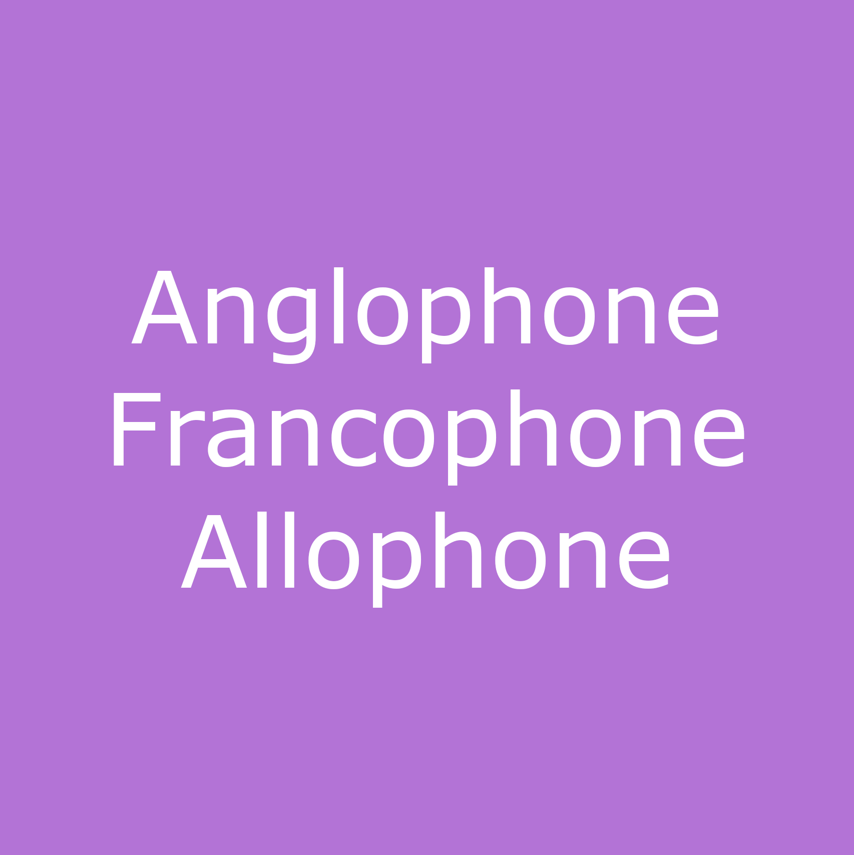 Anglophone, Francophone, Allophone