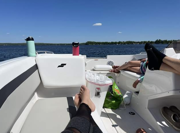 Fishing boat with white and grey interior Detroit Lakes